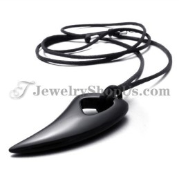 Pingente De Titânio Dente De Lobo Preto