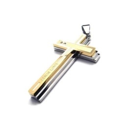 Colar Com Pingente De Cruz Em Titânio Puro Dourado E Prateado
