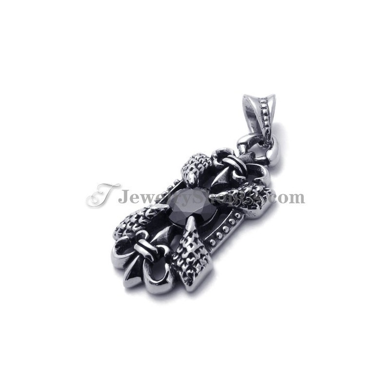 Pingente Elegante De Titânio Com Zircônia Preta Pingente Elegante De Titânio Com Zircônia Preta
