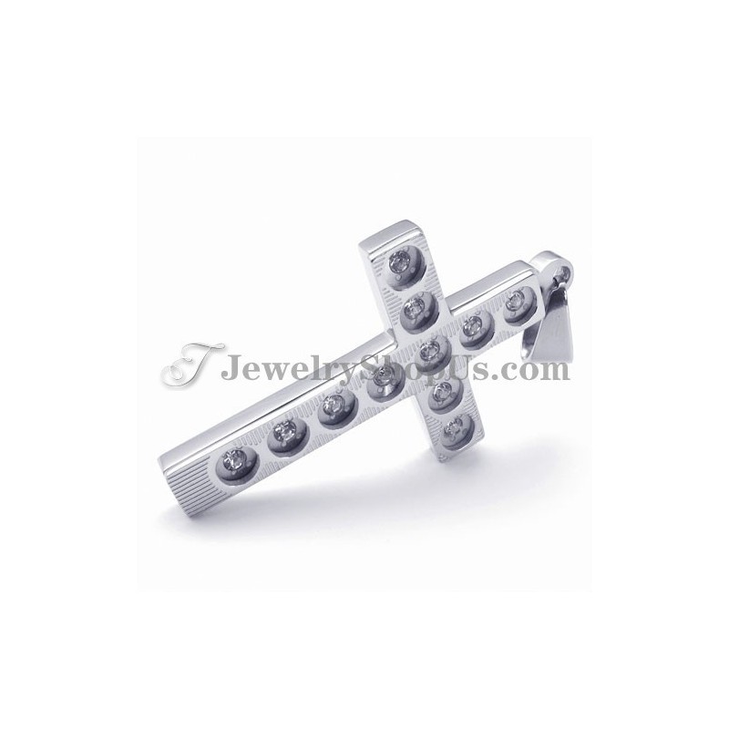 Pingente Elegante De Titânio Em Forma De Cruz Com Strass Pingente Elegante De Titânio Em Forma De Cruz Com Strass