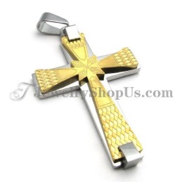 Pingente De Cruz Elegante Em Titânio Dourado