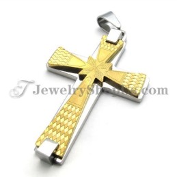 Pingente De Cruz Elegante Em Titânio Dourado