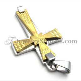 Pingente De Cruz Elegante Em Titânio Dourado