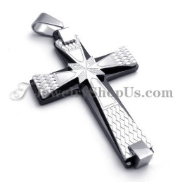 Elegante Pingente De Cruz De Titânio Preto