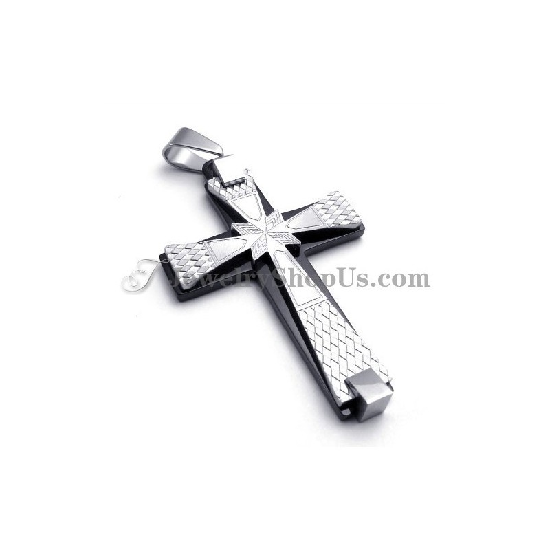 Elegante Pingente De Cruz De Titânio Preto Elegante Pingente De Cruz De Titânio Preto