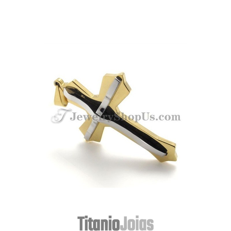Pingente De Cruz De Titânio Dourado Da Moda Pingente De Cruz De Titânio Dourado Da Moda