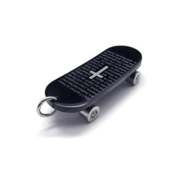 Colar Masculino Com Pingente De Cruz Em Titânio Puro E Pingente De Skate