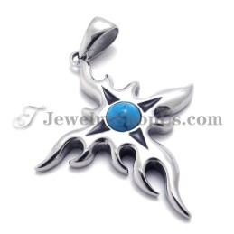 Pingente De Titânio Da Moda Com Zircônia Azul