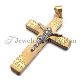 Lindo Pingente De Cruz De Jesus Em Titânio Dourado