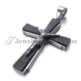 Pingente Elegante De Cruz De Jusus Em Titânio Preto