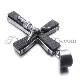 Pingente Elegante De Cruz De Jusus Em Titânio Preto
