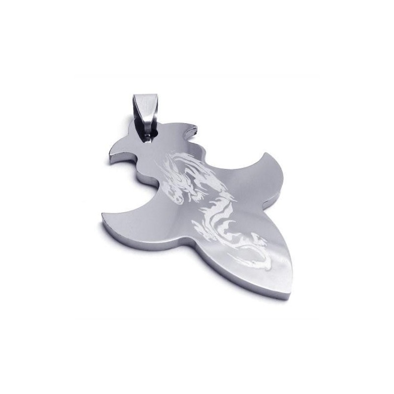 Colar Masculino Com Pingente De Dragão E Cruz De Aço De Tungstênio (Novo) Colar Masculino Com Pingente De Dragão E Cruz De Aço De Tungstênio (Novo)