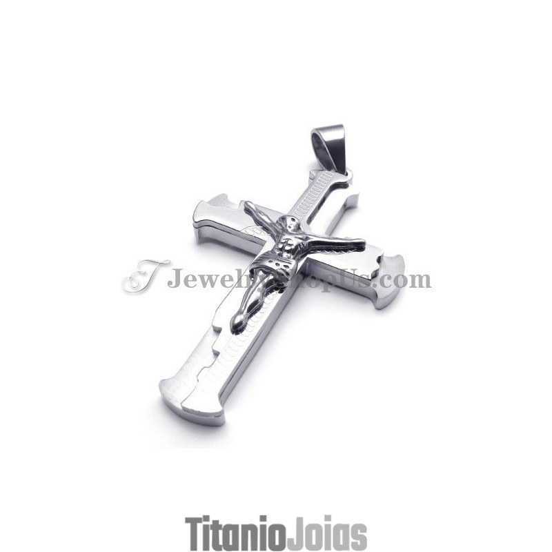 Pingente Clássico De Cruz De Jesus Em Titânio Pingente Clássico De Cruz De Jesus Em Titânio