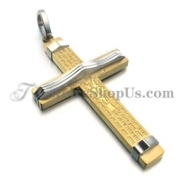 Pingente De Cruz De Titânio Dourado Da Moda