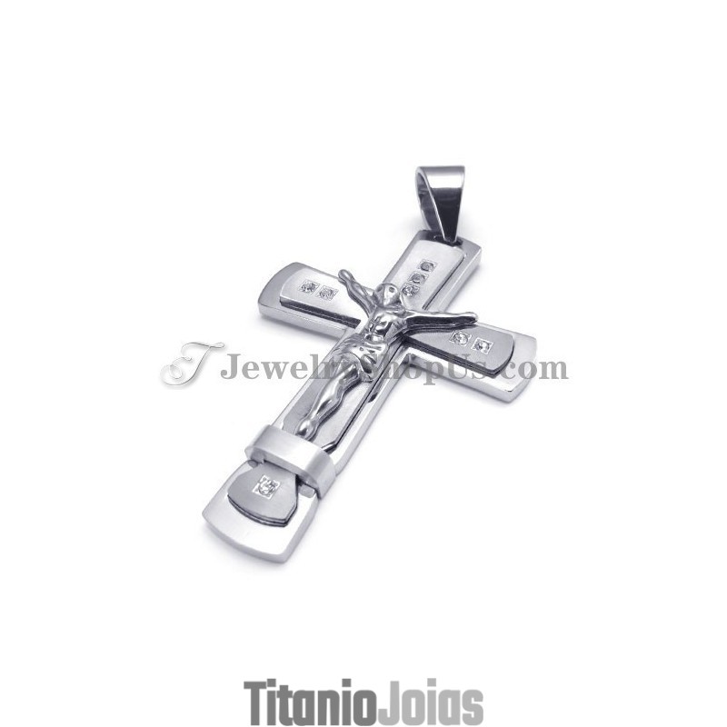 Pingente Clássico De Cruz De Jesus Em Titânio