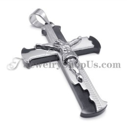 Pingente Clássico De Cruz De Jesus Em Titânio Preto