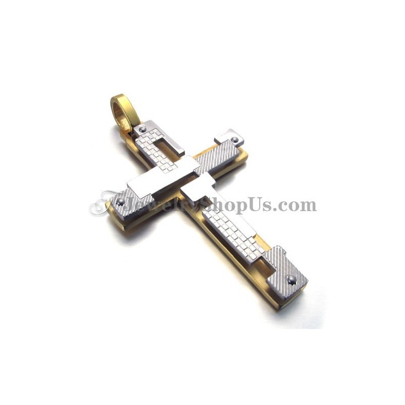 Pingente De Cruz De Titânio Dourado Da Moda Pingente De Cruz De Titânio Dourado Da Moda