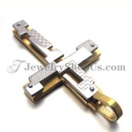 Pingente De Cruz De Titânio Dourado Da Moda
