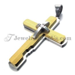 Pingente De Cruz De Titânio Dourado
