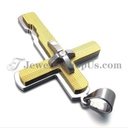Pingente De Cruz De Titânio Dourado