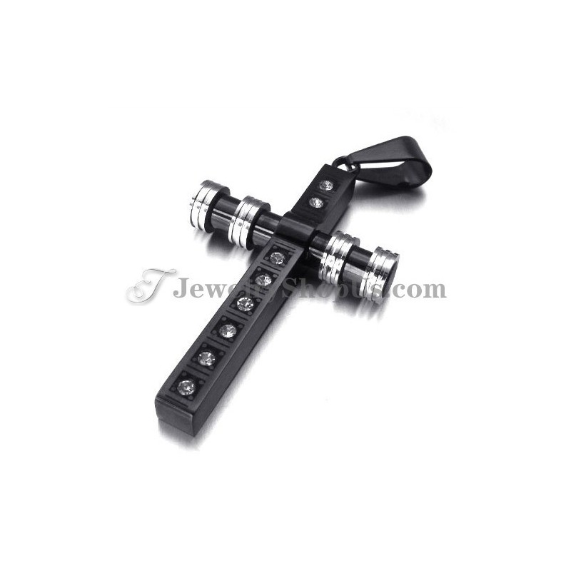 Lindo Pingente De Cruz De Titânio Preto Com Strass Lindo Pingente De Cruz De Titânio Preto Com Strass