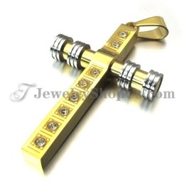 Lindo Pingente De Cruz De Titânio Dourado Com Strass