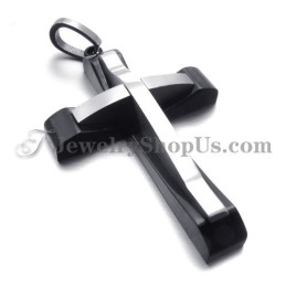 Elegante Pingente De Cruz Em Titânio Preto