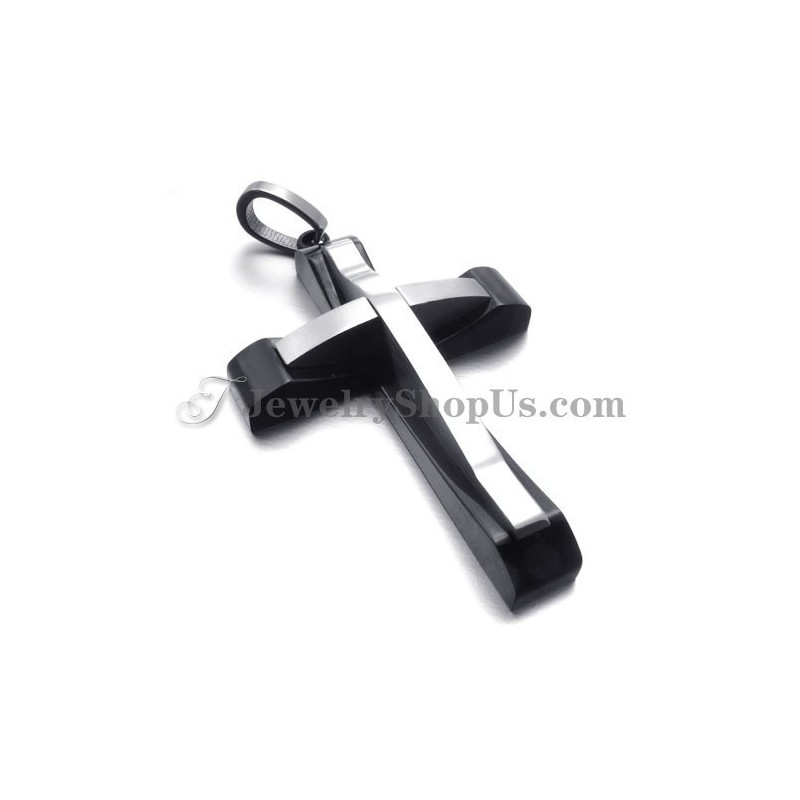 Elegante Pingente De Cruz Em Titânio Preto