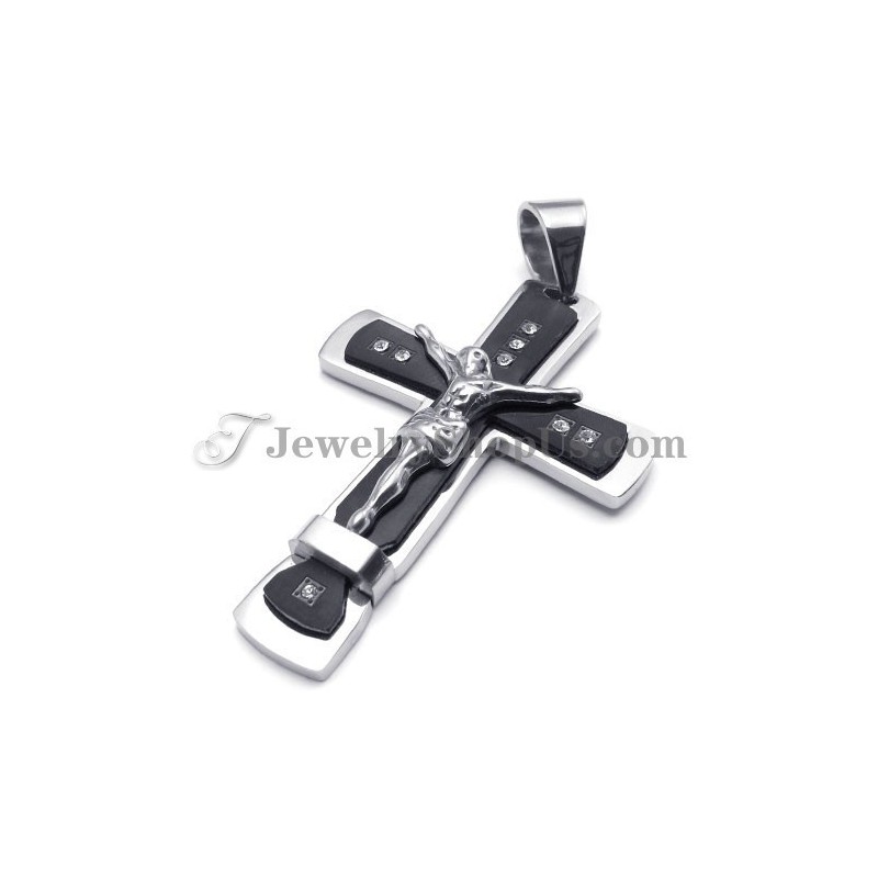 Pingente Clássico Cruz De Jesus Em Titânio Preto