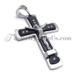 Pingente Clássico Cruz De Jesus Em Titânio Preto