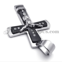 Pingente Clássico Cruz De Jesus Em Titânio Preto