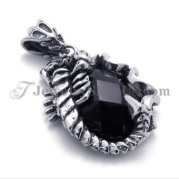 Pingente Elegante De Titânio Com Zircônia Preta