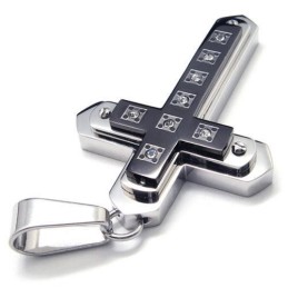 Colar Com Pingente De Cruz De Titânio Puro Preto Masculino
