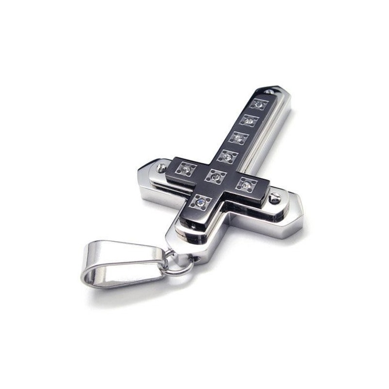 Colar Com Pingente De Cruz De Titânio Puro Preto Masculino Colar Com Pingente De Cruz De Titânio Puro Preto Masculino