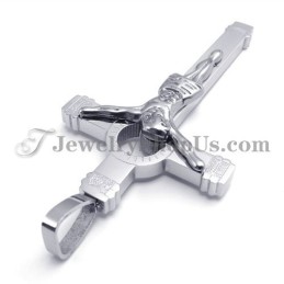 Pingente Elegante De Cruz De Jesus Em Titânio Prateado
