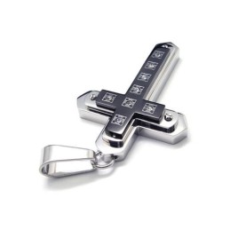 Colar Com Pingente De Cruz De Titânio Puro Preto Masculino