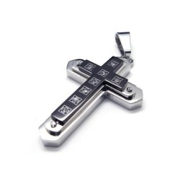 Colar Com Pingente De Cruz De Titânio Puro Preto Masculino