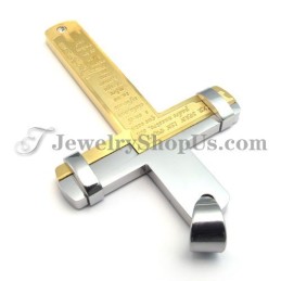 Pingente De Cruz Elegante Em Titânio Dourado Com Strass