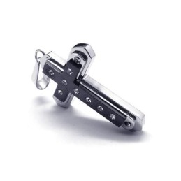 Colar Com Pingente De Cruz De Titânio Puro Preto Masculino