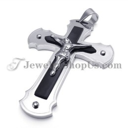 Pingente Clássico De Cruz De Jesus Em Titânio Preto