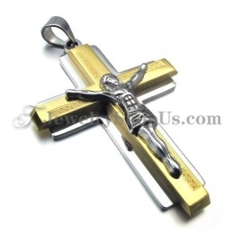 Pingente De Cruz De Jesus Em Titânio Dourado Da Moda