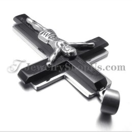 Pingente De Cruz De Jesus Em Titânio Preto Da Moda