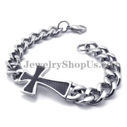Pulseira De Titânio Com Cruz Da Moda