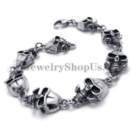 Pulseira Elegante De Caveiras De Titânio