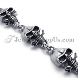Pulseira Elegante De Caveiras De Titânio