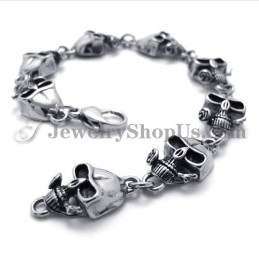 Pulseira Elegante De Caveiras De Titânio