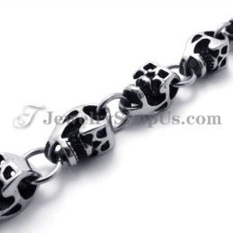 Pulseira De Caveiras De Titânio Deslumbrante