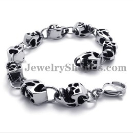 Pulseira De Caveiras De Titânio Deslumbrante