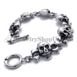 Pulseira De Caveiras De Titânio Da Moda