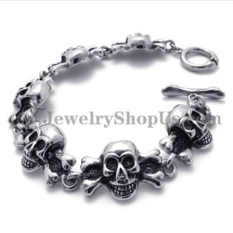 Pulseira De Caveiras De Titânio Da Moda